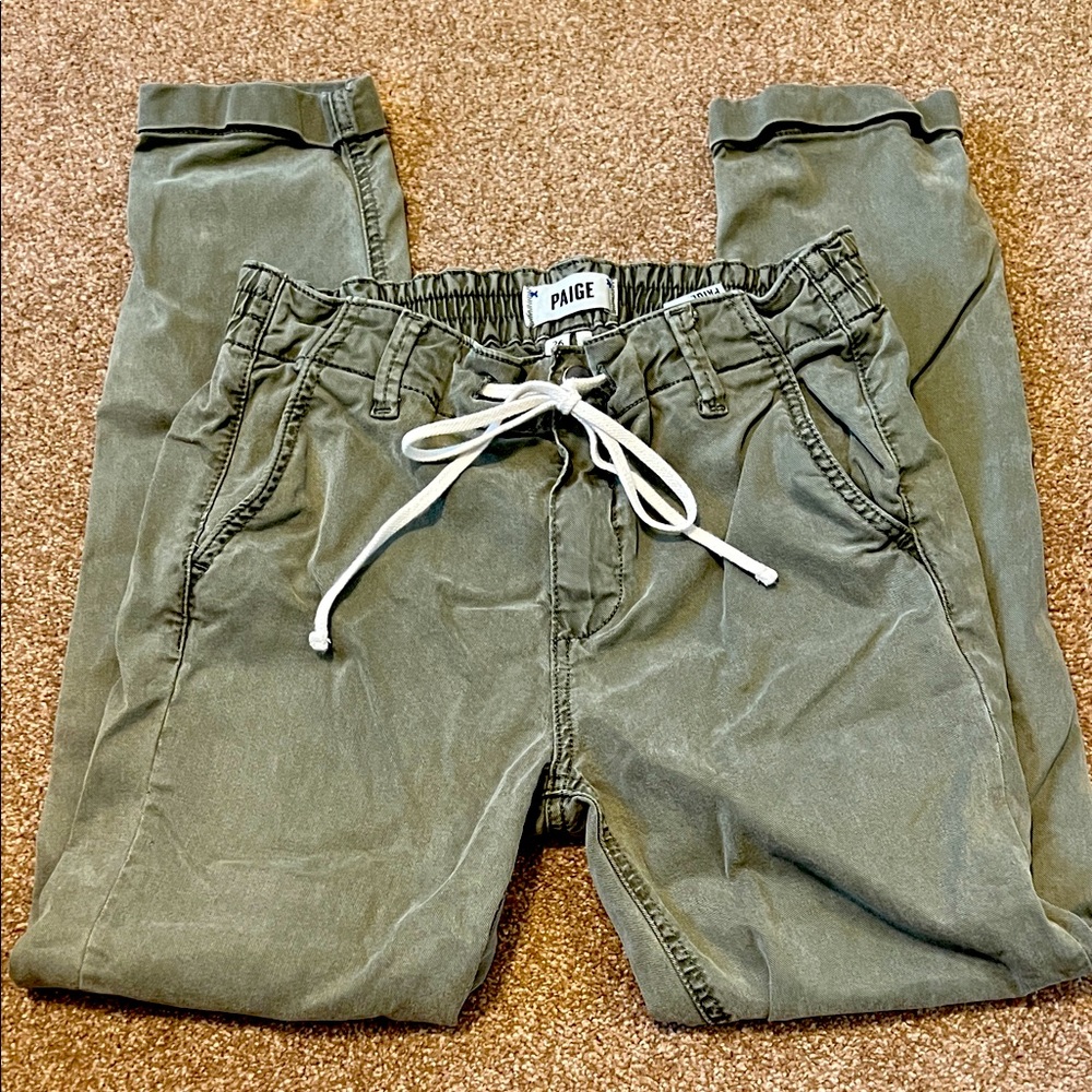 PAIGE Sage Green Casual Drawstring Joggers